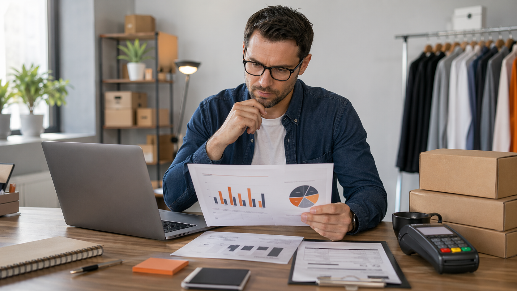 E-commerce operator comparing payment costs with conversion performance using charts and payment notes.